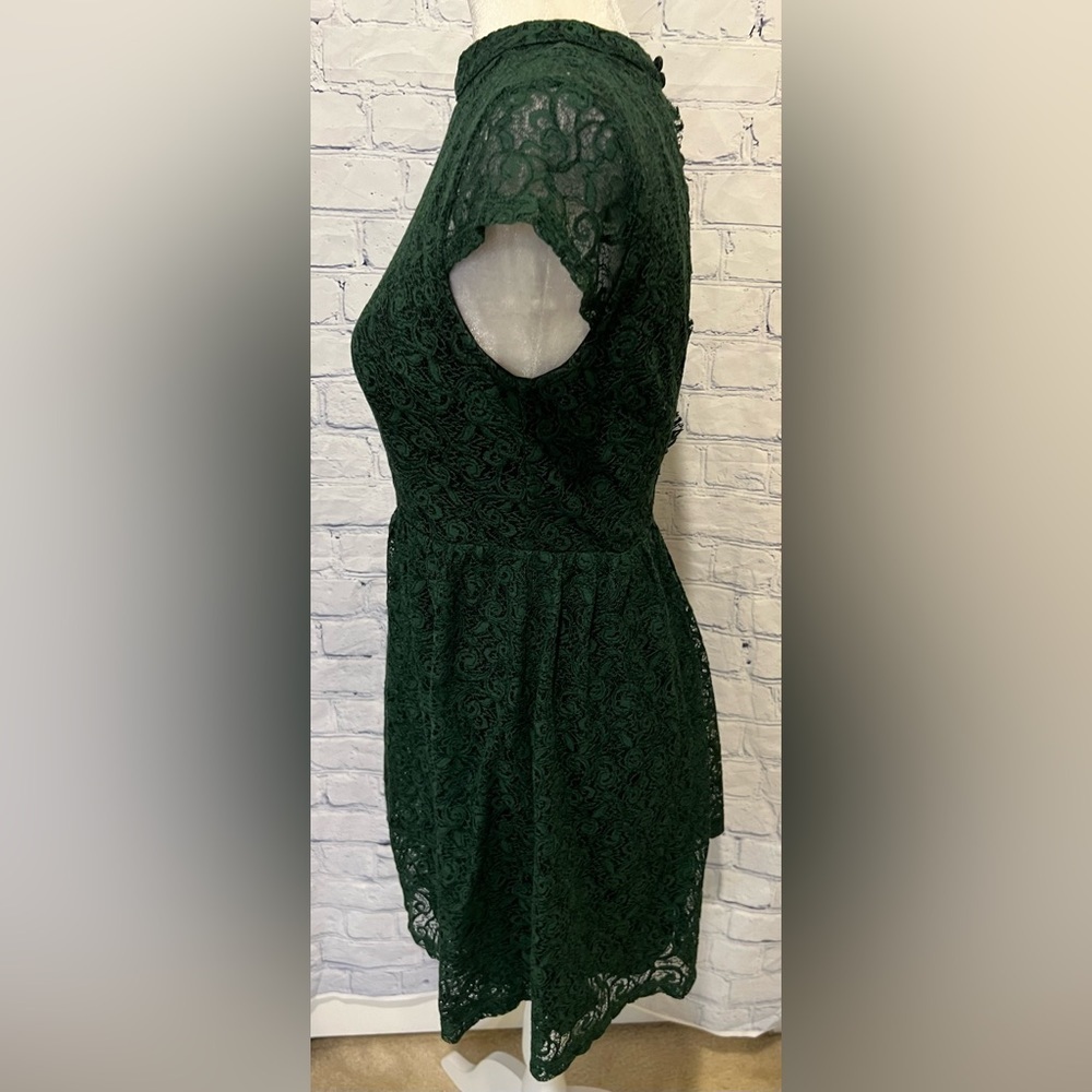 Romeo + Julliet Couture Womens Green Lace Open Back Fit And Flare Dress Sz Small - Picture 3 of 8